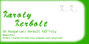karoly kerbolt business card